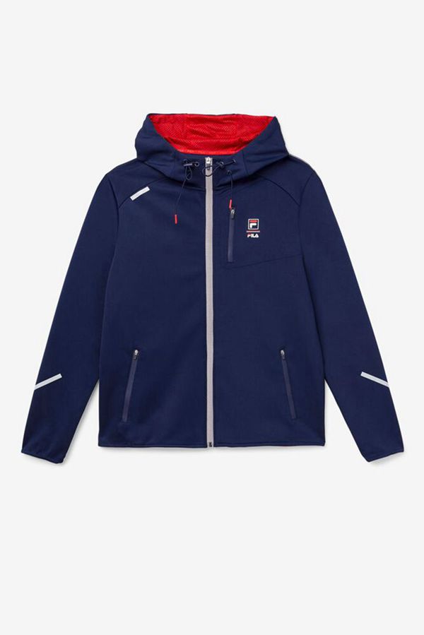 Fila Coulty Tech Men's Hoodies - Navy/Red,NZ 750-90486